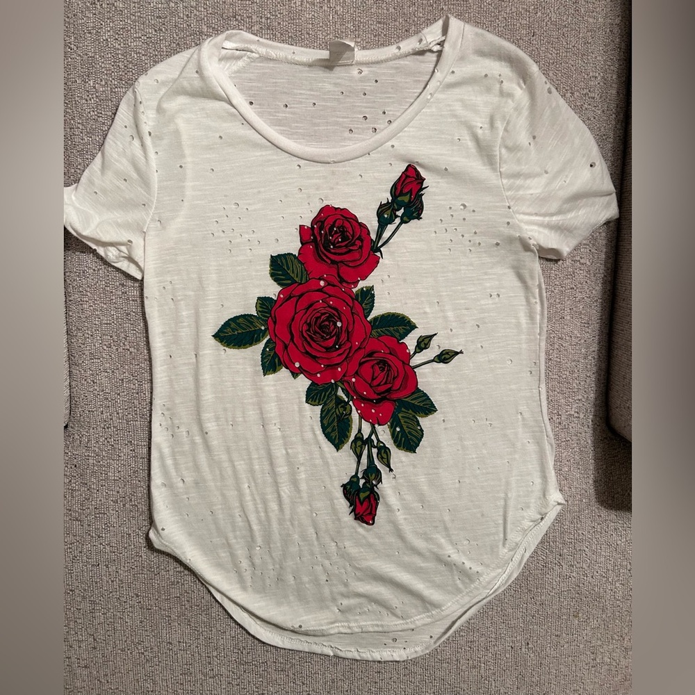 Cacia Red Roses Burnout Tee
